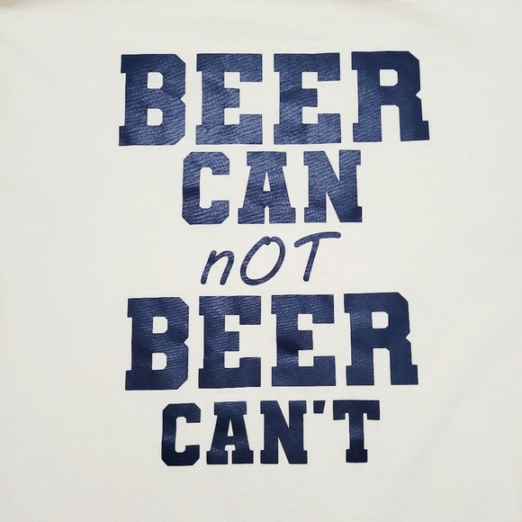 **BEER CAN NOT BEER CAN'T** t-shirt 100% Cotton Yellow Unisex Size Medium Cute - Picture 4 of 10
